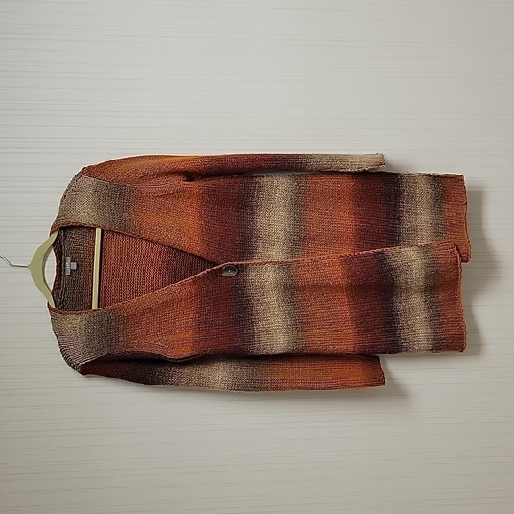 J Jill one button knee length cardigan sweater sz small southwest stripes - Picture 1 of 5